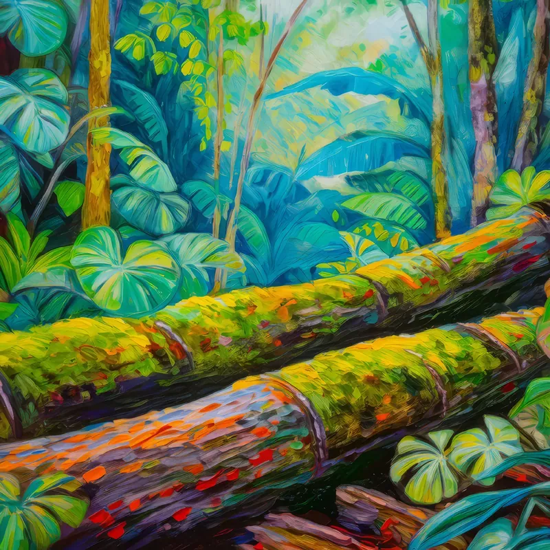 Painting: Rainforest Mossy Logs