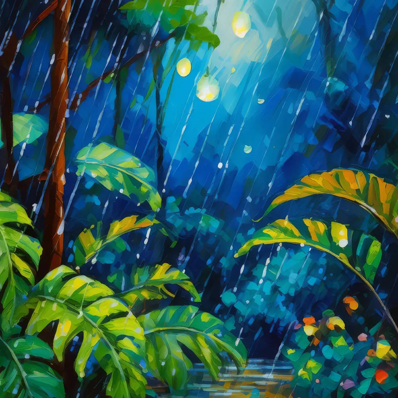 Painting: Rainforest Night Rain