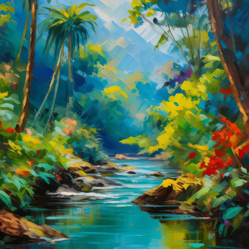 Painting: Rainforest Stream Flow