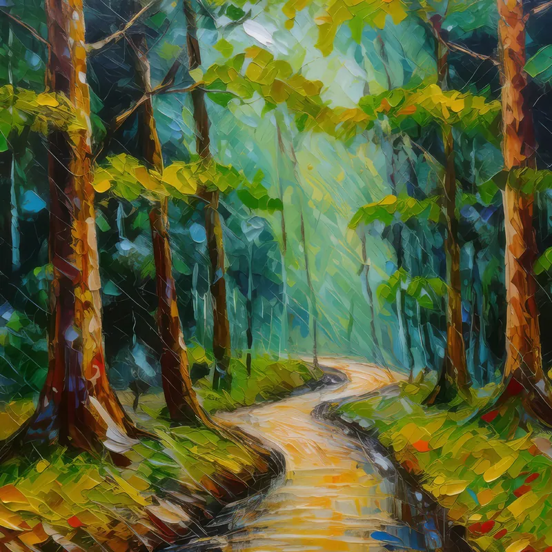 Painting: Rainy Forest Path