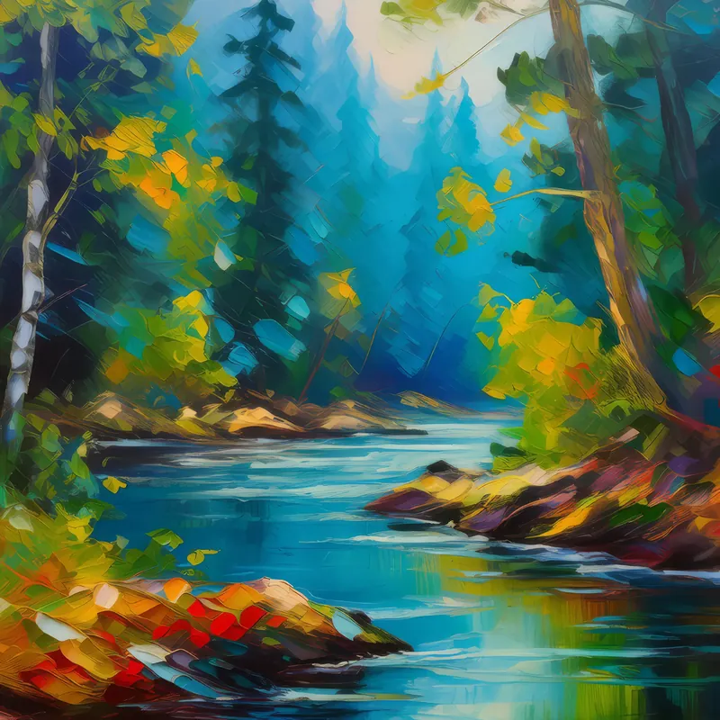 Painting: River’s Serenade in the Jungle