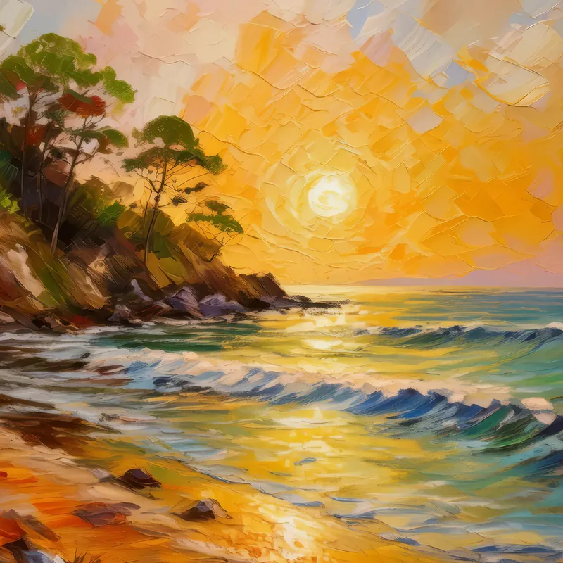 Painting: Secluded Beach at Sunset