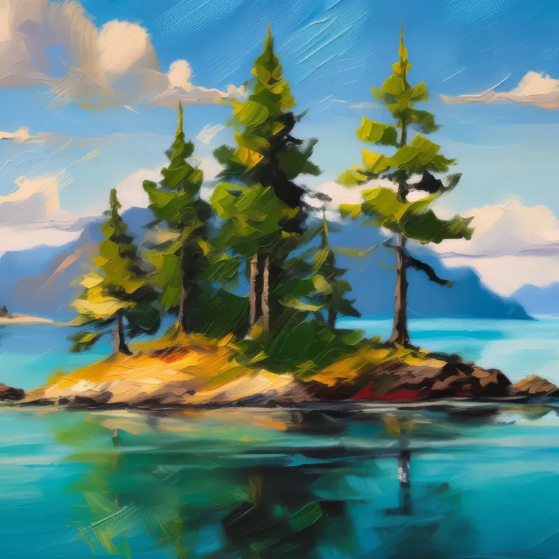 Painting: Serene Lake Island