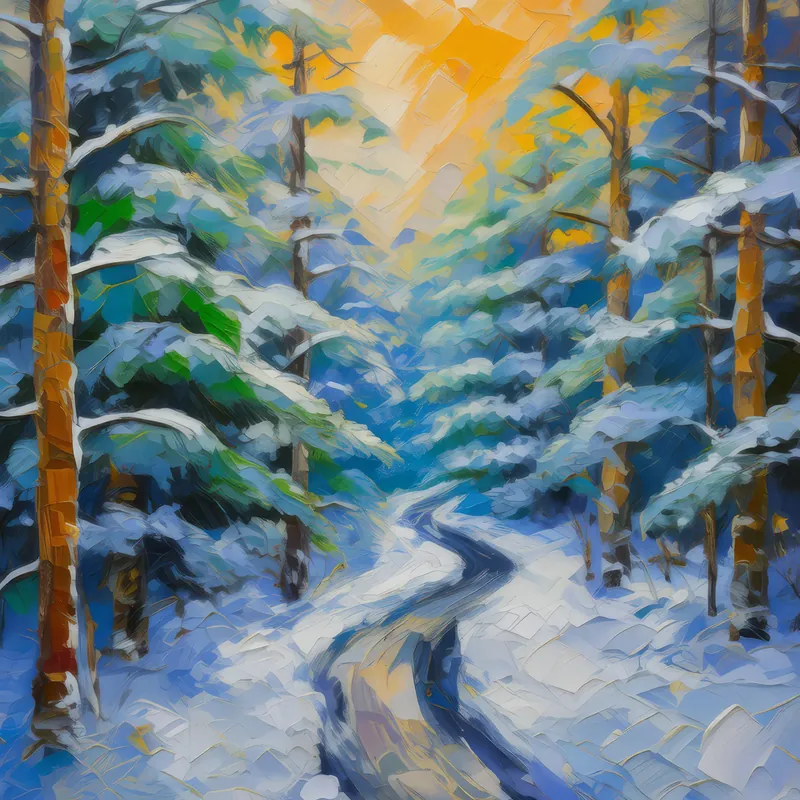Painting: Snow-Covered Forest Road