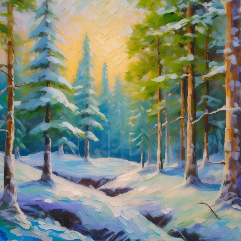 Painting: Snowy Forest Glade
