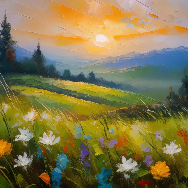 Painting: Spring Meadow at Dawn