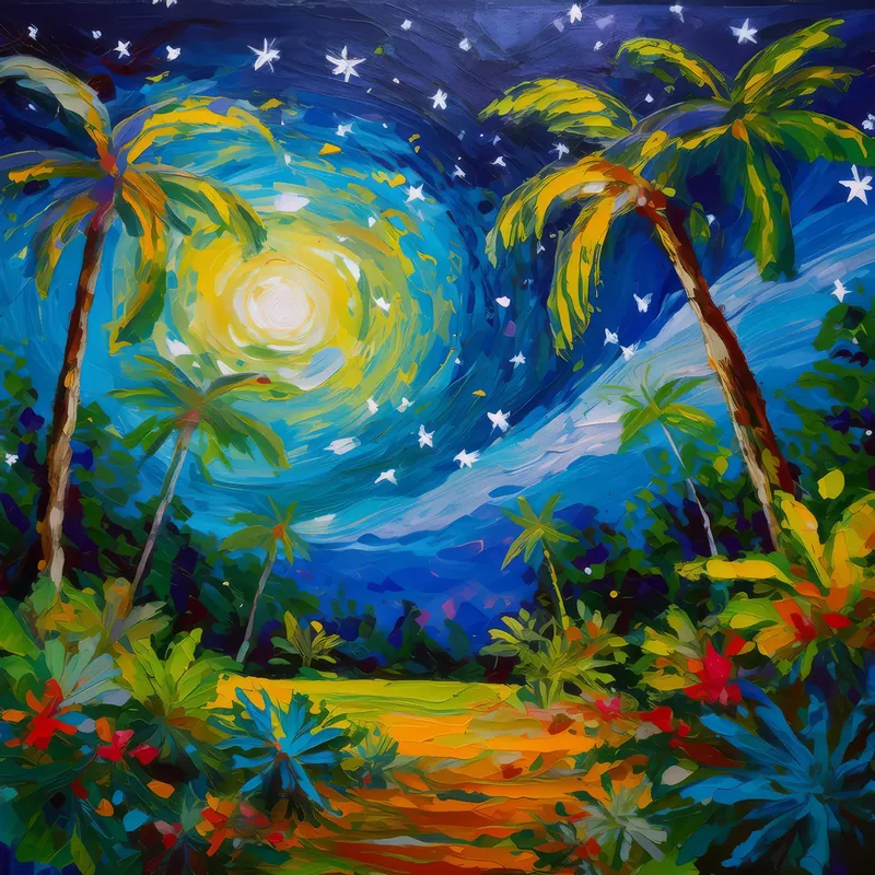 Painting: Starlit Jungle Clearing