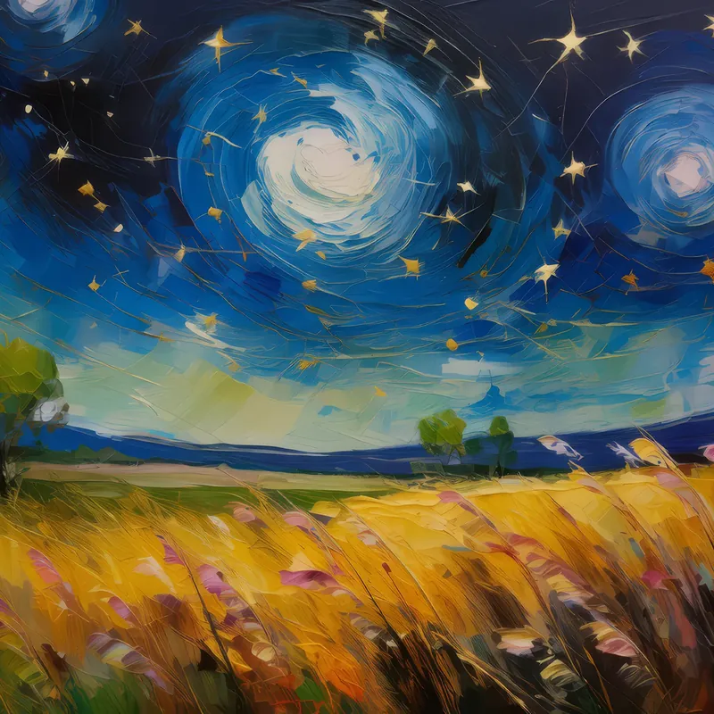 Painting: Starry Night Grassland
