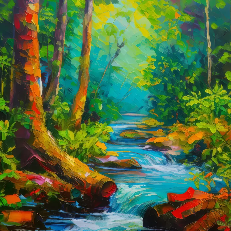 Painting: Stream Whisper in the Jungle