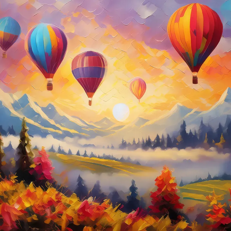 Painting: Sunrise Over Hot Air Balloons