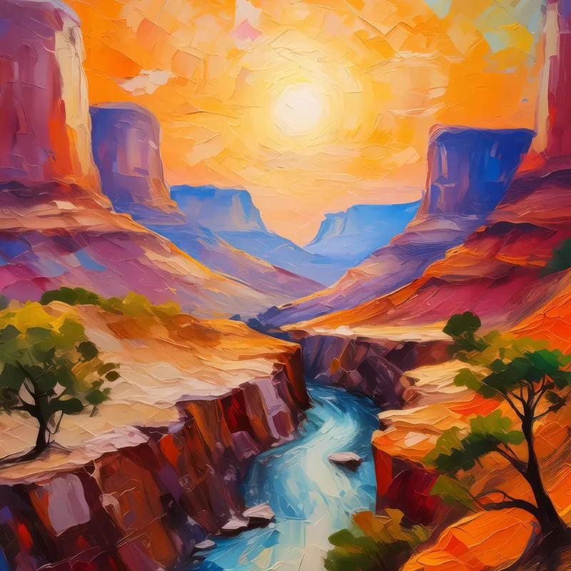 Painting: Sunset Desert Chasm