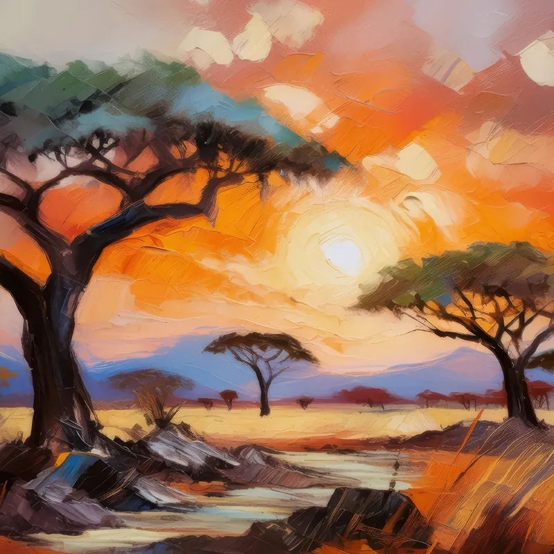 Painting: Sunset on the Savannah