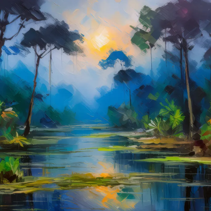 Painting: Swamp Misty Evening