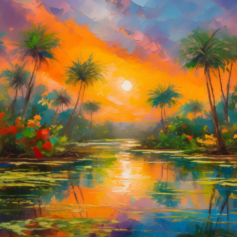 Painting: Swamp Sunset Glow