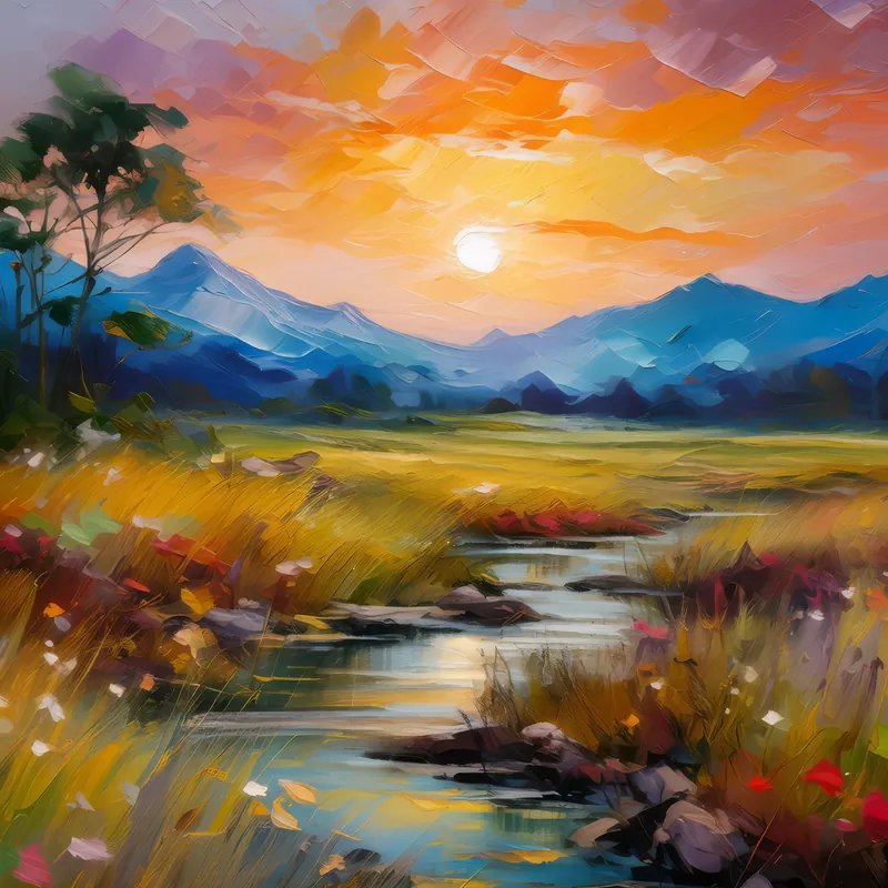 Painting: Temperate Grassland Twilight