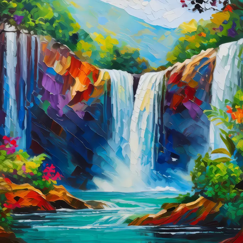 Painting: Thunderous Waterfall Chasm