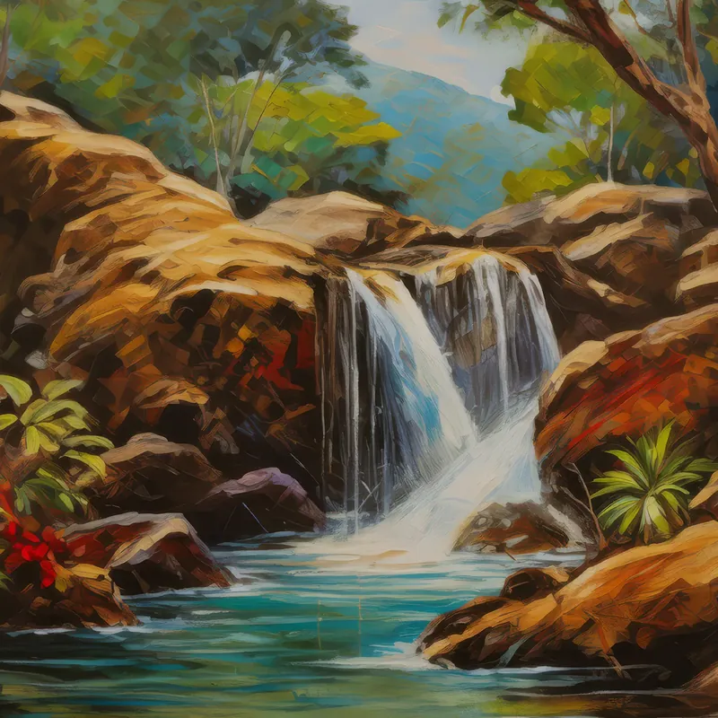 Painting: Tropical Dry Forest Waterfall