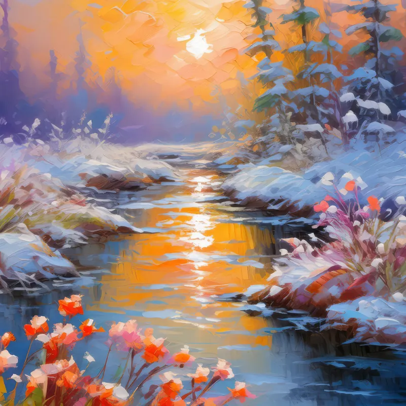 Painting: Tundra River at Dawn