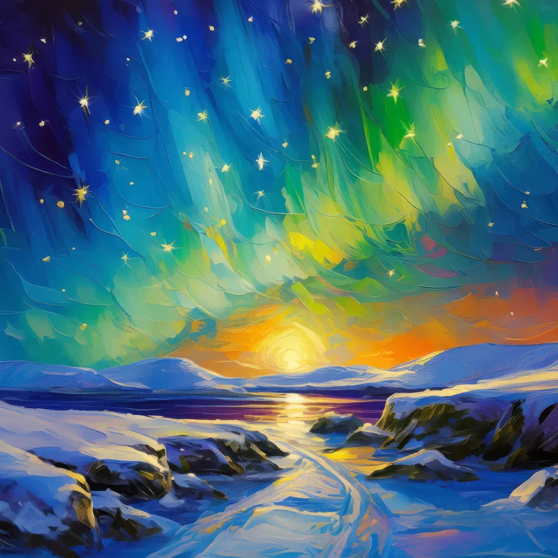 Painting: Under the Aurora’s Glow