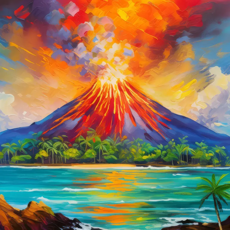 Painting: Volcanic Eruption Island