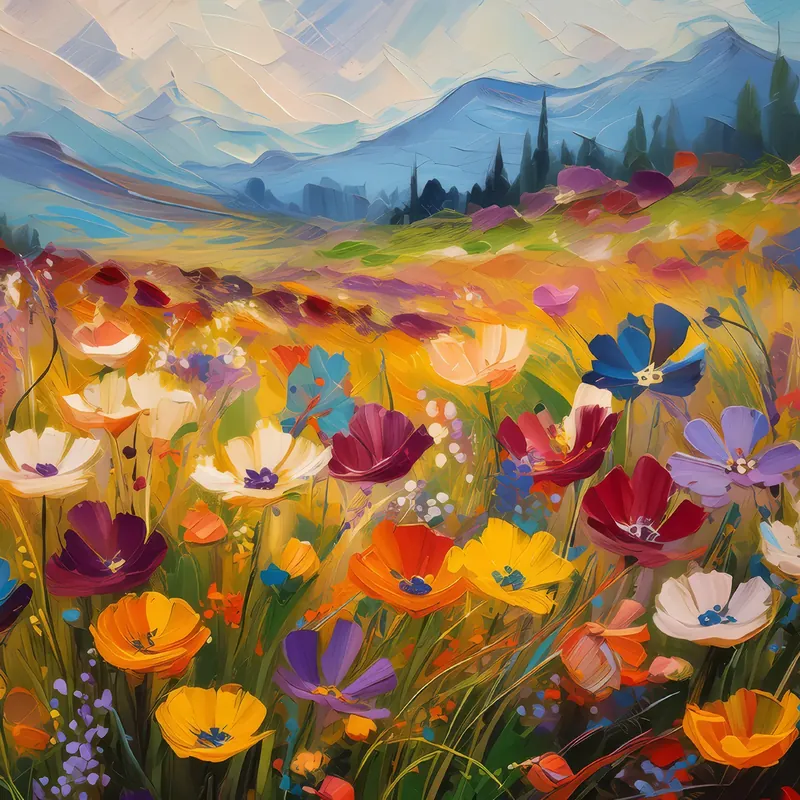 Painting: Wildflower Tapestry in Grassland