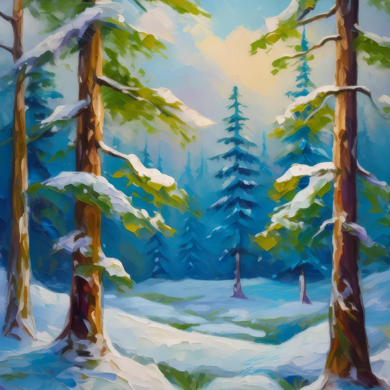 Painting: Winter Forest Clearing